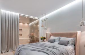 LED Lights in a Composite Covinhg around the Bedroom Cieling