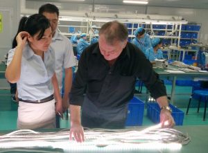 Man looking at illuminated LED Strip lights